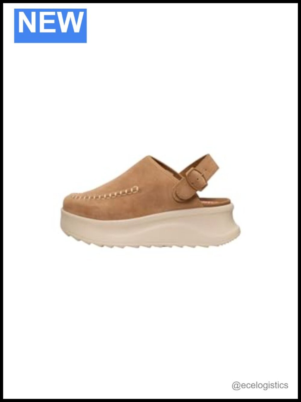 Suede Platform Clog with Adjustable Strap, Lightweight Comfort